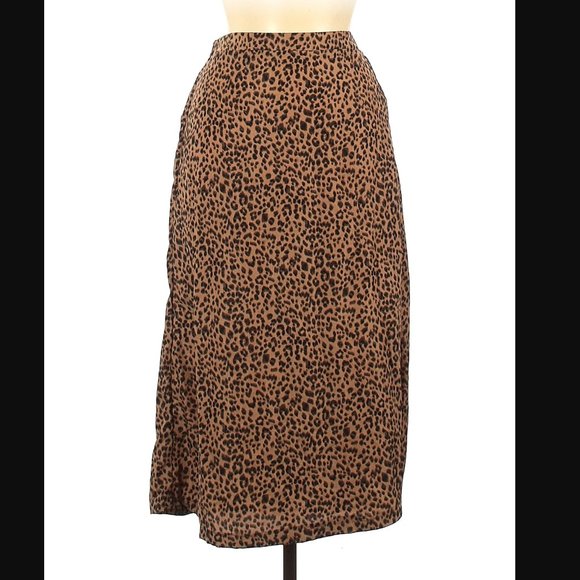Flowy Chiffon Leopard Animal Print Slip Skirt - Picture 1 of 2
